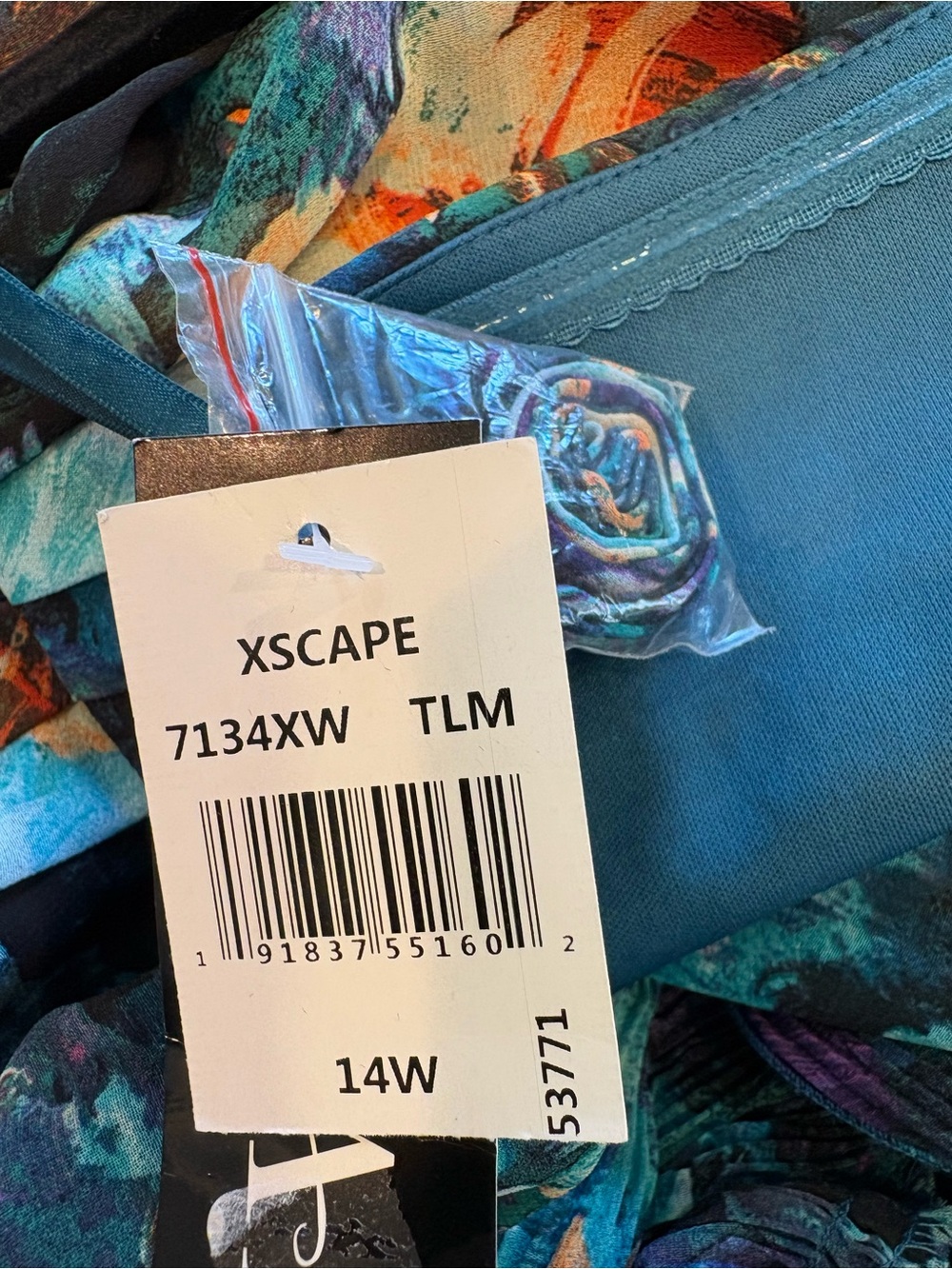 Xscape Strapless Mermaid Floral Ruffle Gown Maxi Dress NWT 14W - Picture 12 of 13